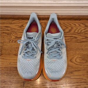 Hoka Cliftons, used twice. Reason for selling: prefer running in trail runners